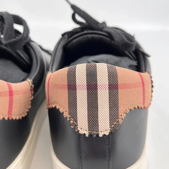 Burberry Men's Robin Vintage Check Panel Leather Low-Top Sneakers US10